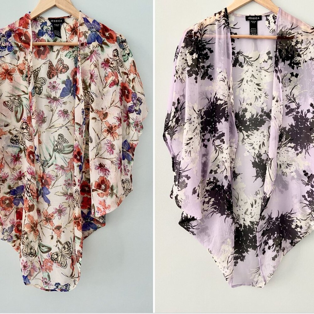 JESSICA Flowy Patterned Swim Coverups Lot of 2 - Size XS-S